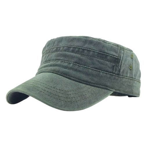 Baseball Cap Flat Top Washed Spring Summer-Army Green