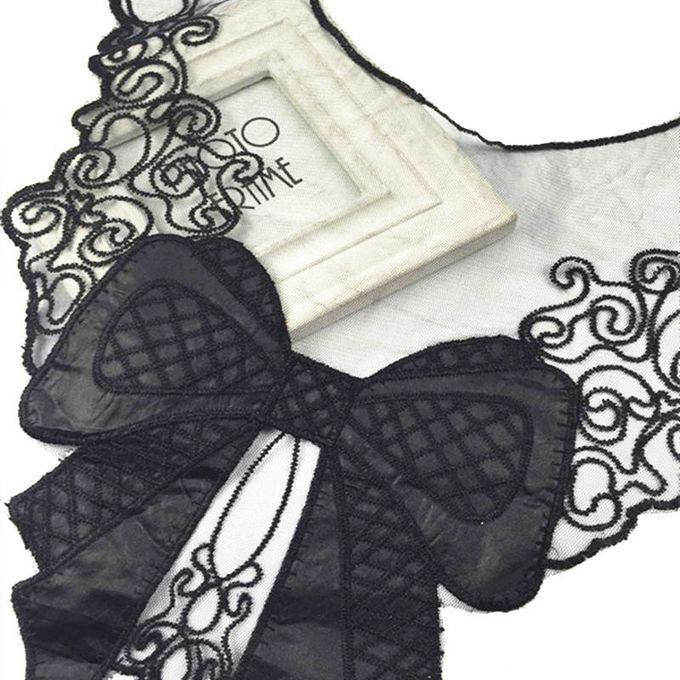 1pc Black Fabric Neckline Collar Lace Sewing Embellishment Trim