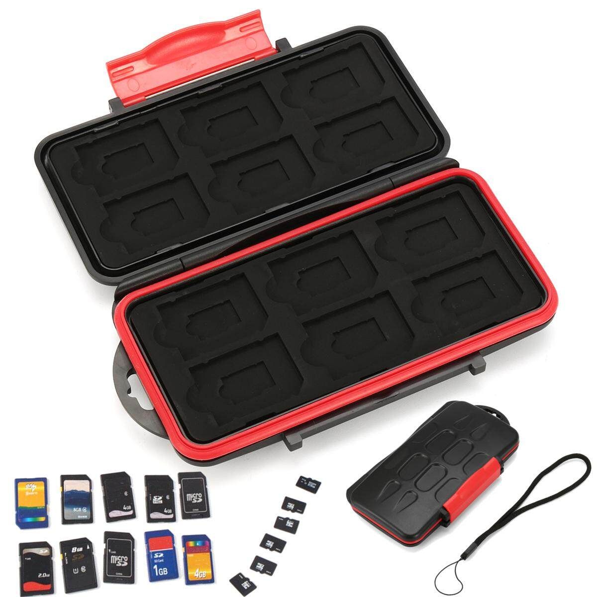 Waterproof 12 SD+12 TF Cards Box Memory Card Case Holder Protector Hard Pouch