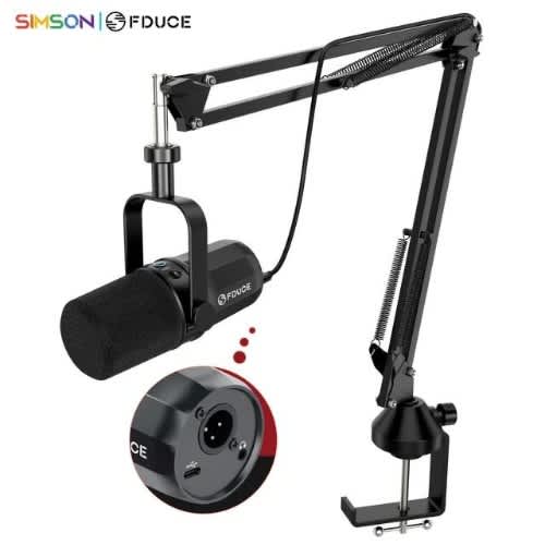 Sl40+ FDUCE XLR/USB Wired Podcast Microphone Kit with Heavy Duty Boom Arm / Pc / Compute / Gaming