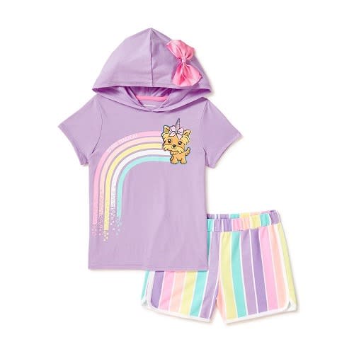 Jojo Siwa Exclusive Girls Cosplay Hoodie Top & Shorts 2pcs Outfit