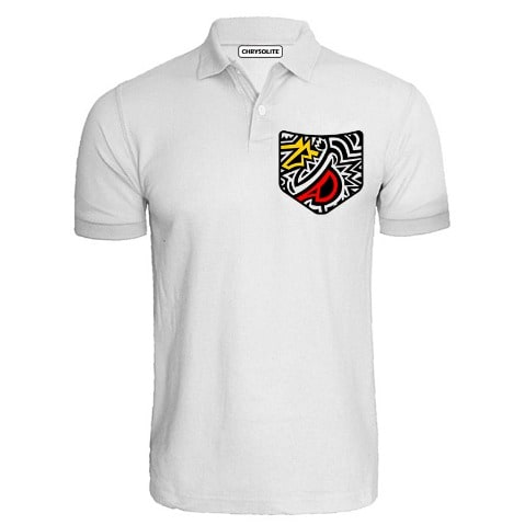 Classic Pocket Patterned Polo T-shirt - White