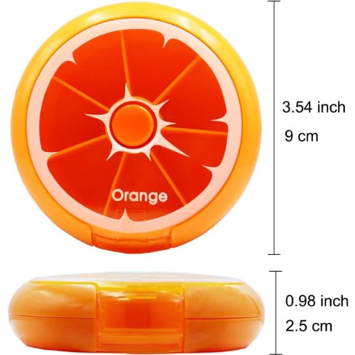 Lazyme Weekly Pill Box Pocket Cute 7 Compartments Large Medicine Organizer (orange)