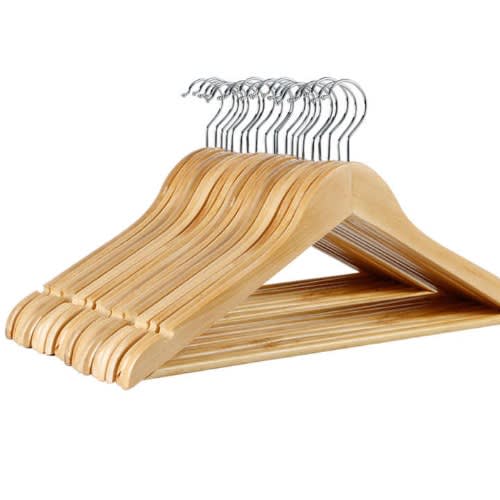 Natural Wooden Hangers - 10pcs