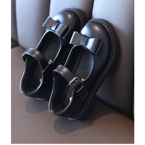 Girls Black Bow Shoe