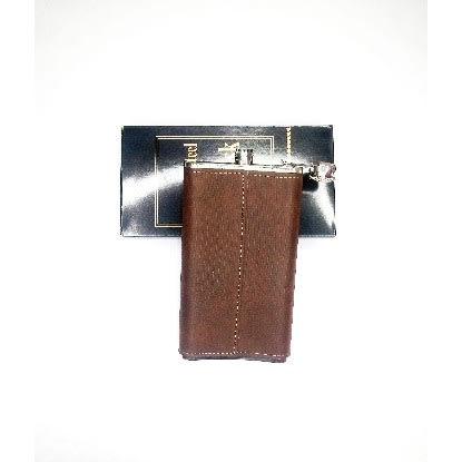Stainless Steel Pocket Leather Liquor Hip Flask- Dark Brown- 12oz