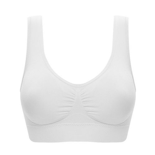 Large Size Women Sport Bra Yoga Fitness Running Gym Sports Vest Padded Seamless Push Up No Compact XXL XXXL(White)