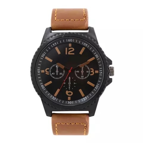 Business Men Leather Wristwatch - Brown