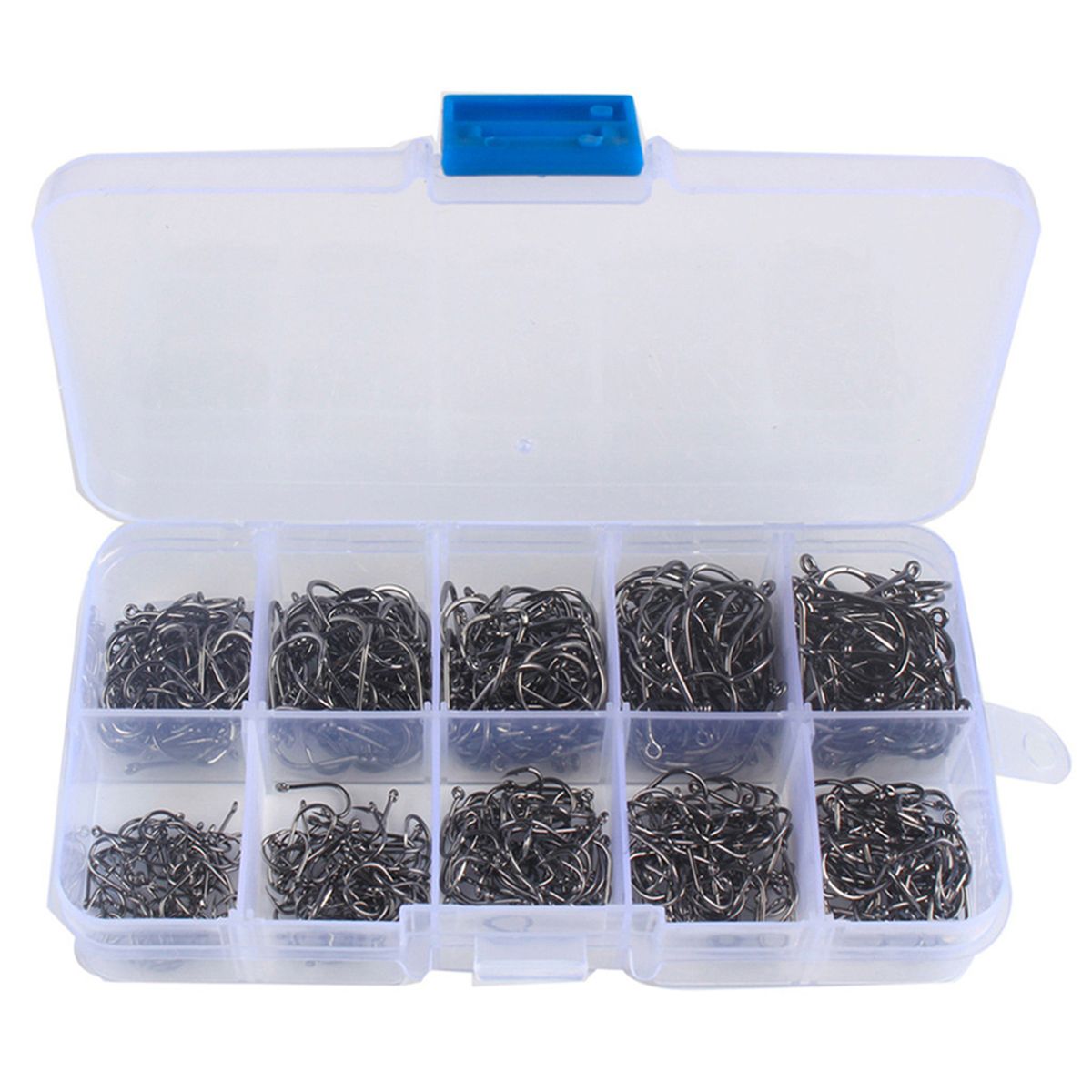 1000PCS Fishhooks Fish Hooks With Barbs 10 Sizes Carbon