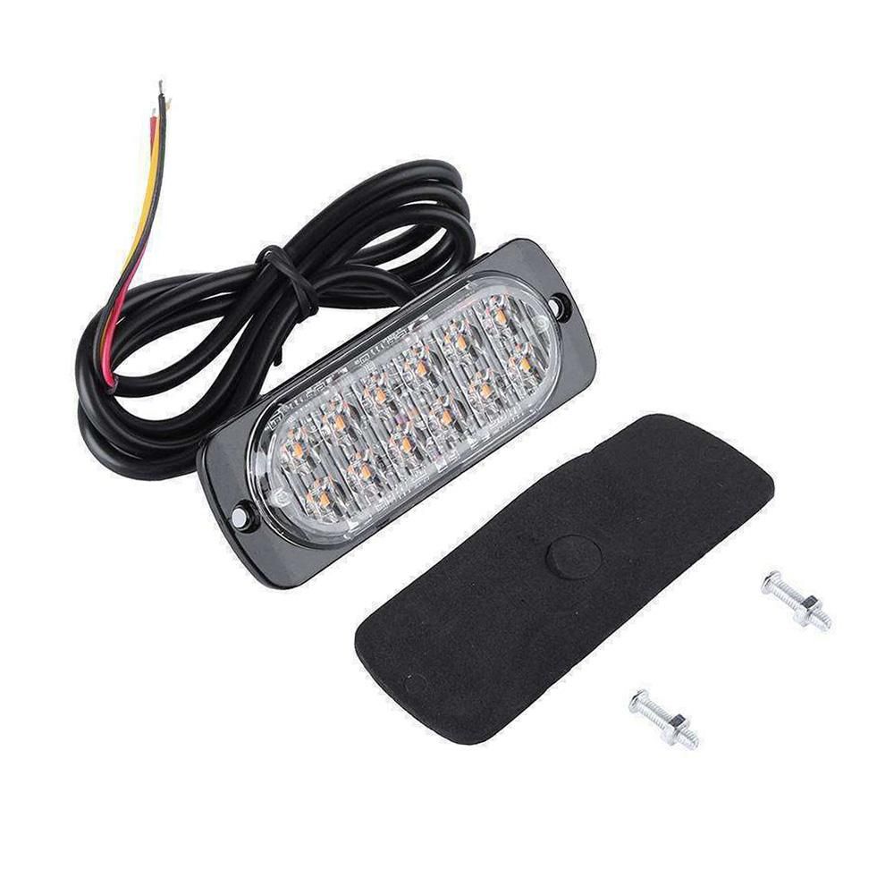4PCS 12 Strobe LED Amber Hazard Beacon Emergency Flashing Side Marker Light Bars Warning Signal Towing Truck Flashing Lamp