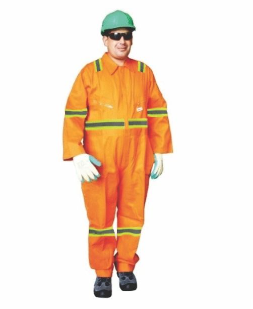 LBFRO ORANGE FIRE RETARDANT COVERALL WITH REFLECTOR -320 GSM