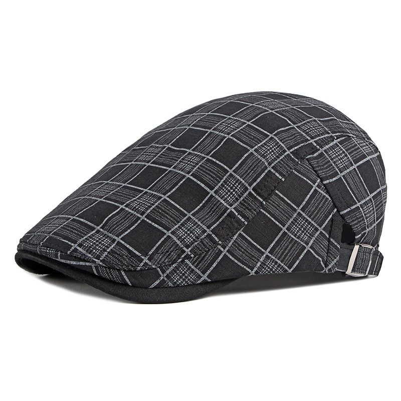 Spring Summer Men's Hats Plaid Berets Hat Women Thin Breathable Cotton Visors
