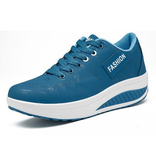 Big Size Women Sneaker Female Wedge Shoes-Blue