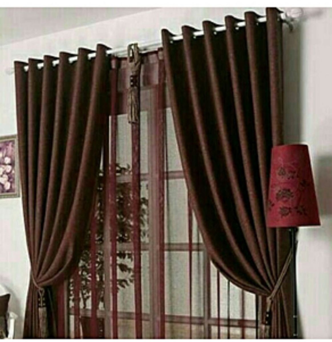 HIGH QUALITY Brown Curtains With Rings And Tiebacks