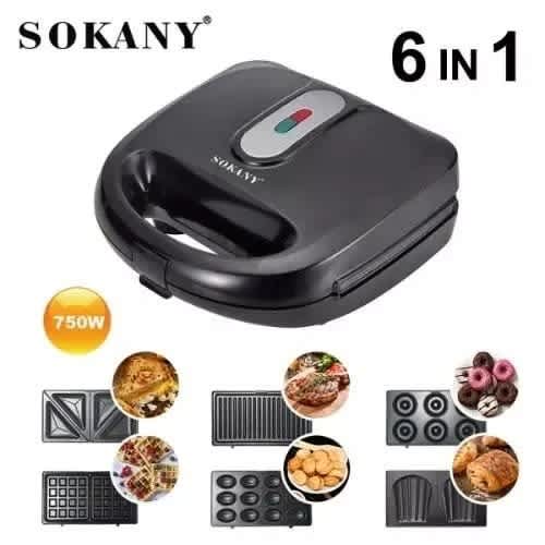 Sandwich Maker + Grill + Toaster + Waffle Maker 6 In 1