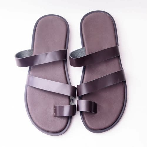 Mens Strap Slippers - Brown