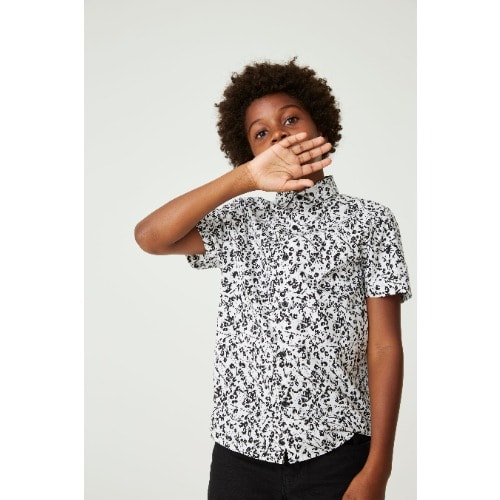 Boy's Formal Patterned Shirt - Black And White