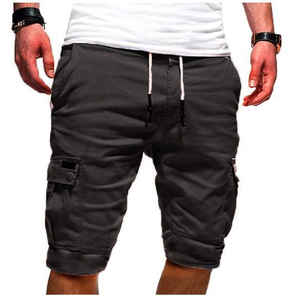 Men's Elastic Pocket Cargo Shorts Nicker  Pants - Grey