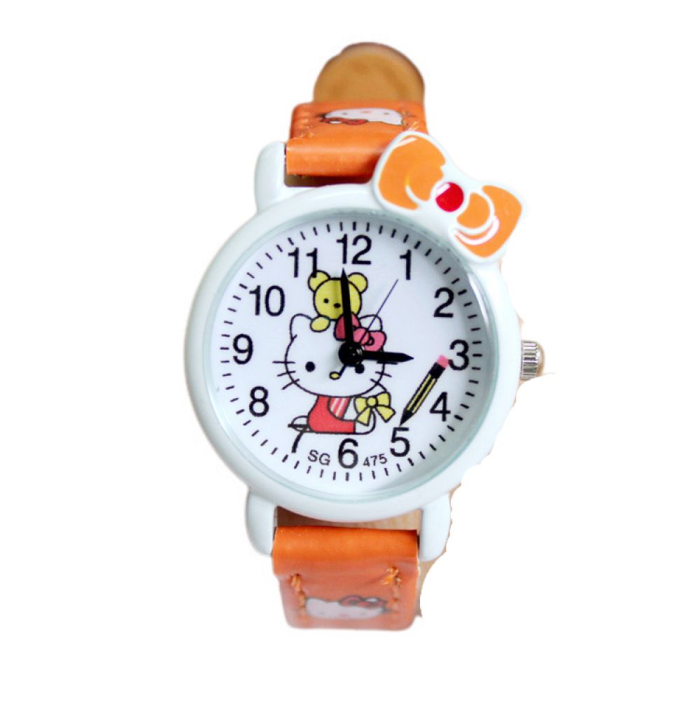 Child Learning Time Quartz Watch,Cartoon 3D Strap,Read time Study Time Todder Watch,Kindergarten Learn Time Watches orange