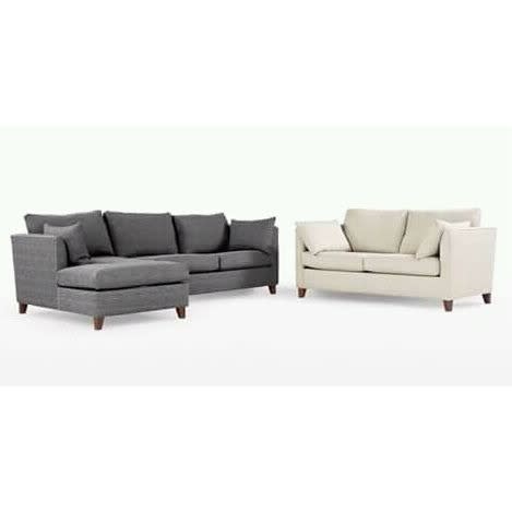 Pawafu Pawa Furniture 5 Seater - Grey + Double Seater Fabric Sofa - Cream Set