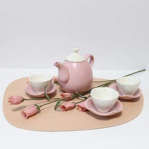 Moon Salt Pink Kettle Teacup Set