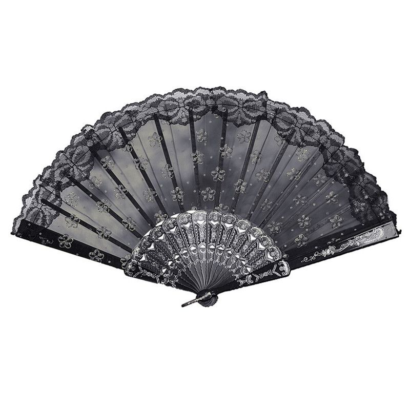 Style Fan Lace Decoration Retro Kinds Best Dance Wedding Flower Lace Wedding Party Folding Fan Silk 30 Chinese Held 9 Fan Hand