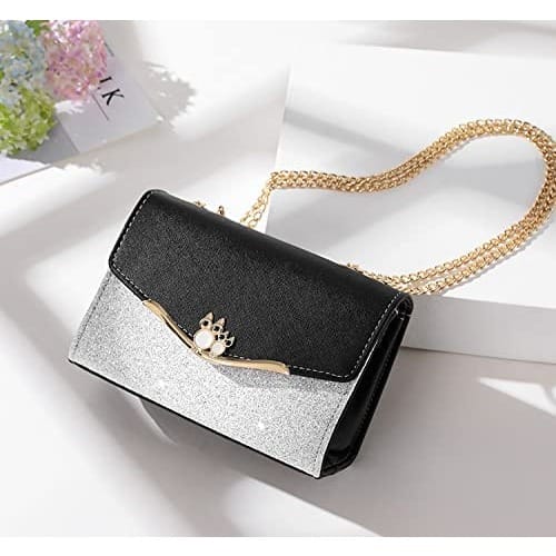 Ladies Mini Handbag Shoulder Chain Bag - Blackwhite
