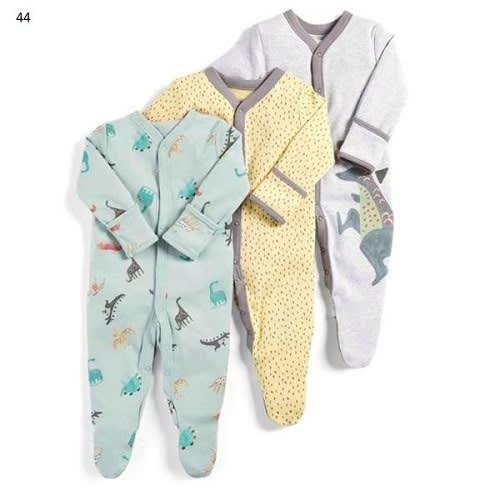 3 Pack Of Baby Sleepsuits