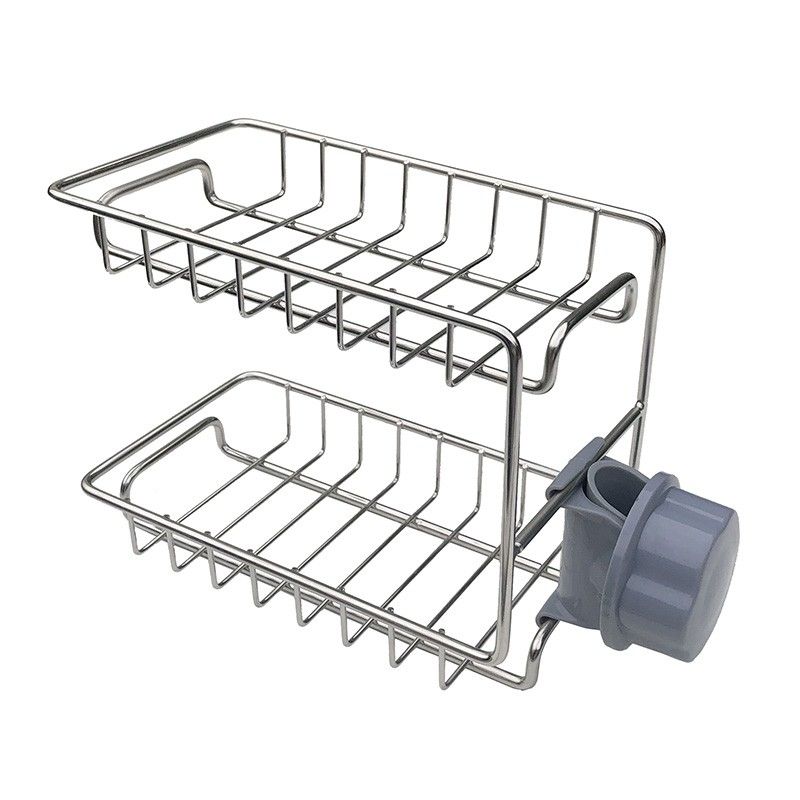 2-Layer Faucet Rack Stainless Steel Hollow Ventilation