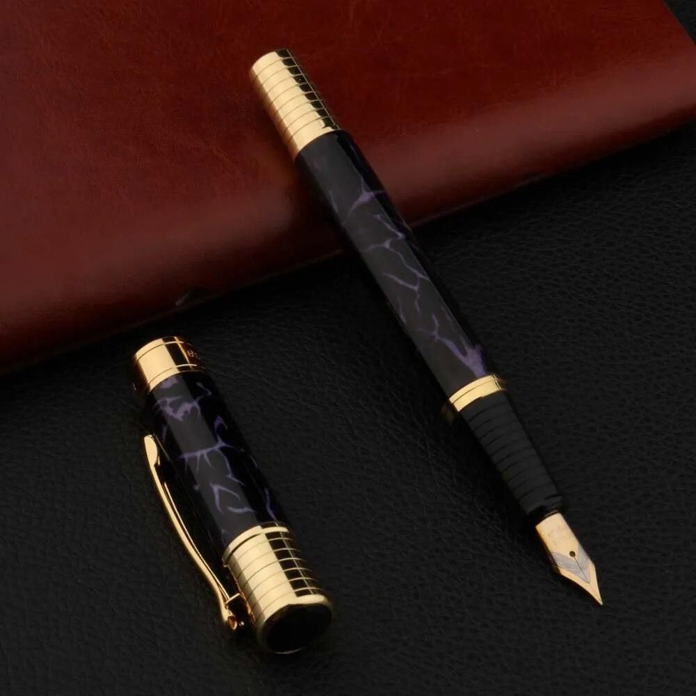 Luxury High Quality METAL Fountain Pen Ice Flower Purple Golden 0.7MM Nib Pen Stationery Office School Supplies Writing