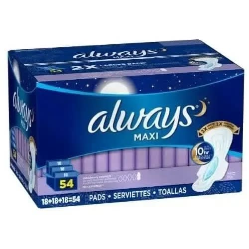 Extra-heavy Overnight Maxi Pads With Flexi-wings - 54 Count