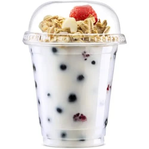 Clear Plastic Disposable Smooth Cups With Dome Lids- 12oz - 50pcs