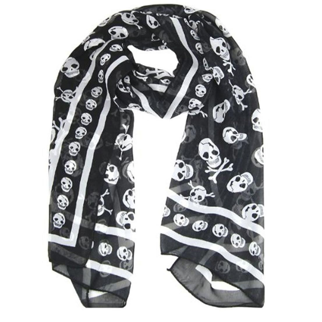 Black Chiffon Silk Print Fashion Long Scarf Shawl Scaf Wrap For Women  Keyring