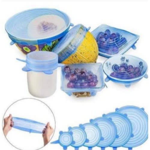 Silicone Stretchy Plate Cover Lids- Refrigerator And Microwave Safe- 6pcs