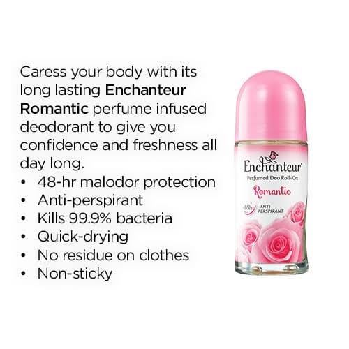 Romantic Perfumed Deo Antiperspirant Roll On - 50ml X4