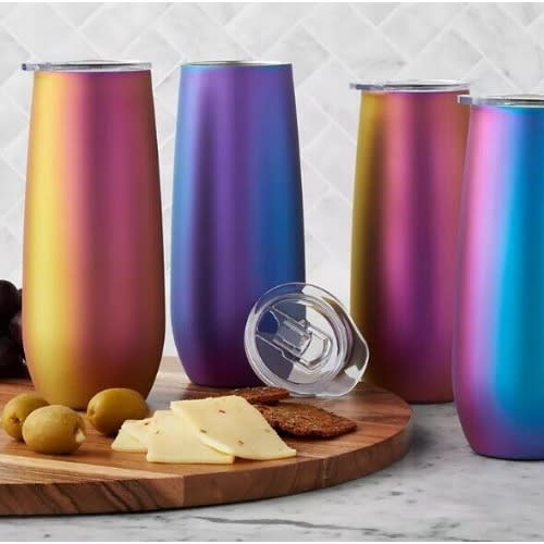 Stainless Steel Insulated Flute Tumblers With Lids -  14oz. x 4 Pack
