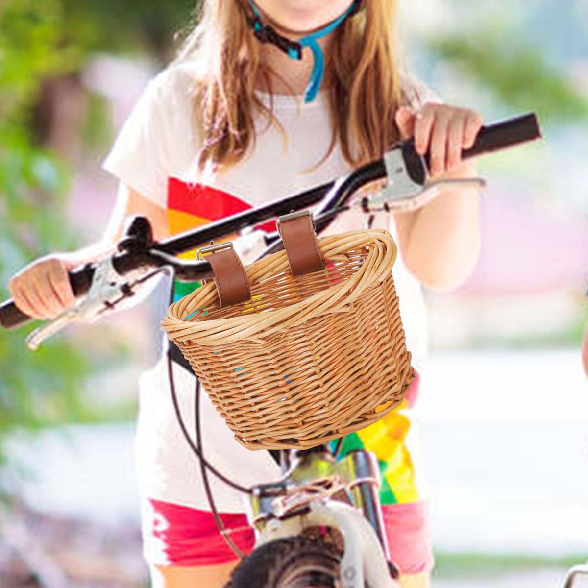Kid's Front Handlebar Bike Basket Rattan  Basket Durable