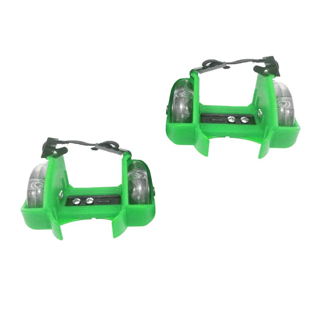 Heel Wheel Roller Skates Attachable Shoe Trainer Rollerskate Green