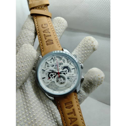 Tagmen Leather Strap Wrist Watch