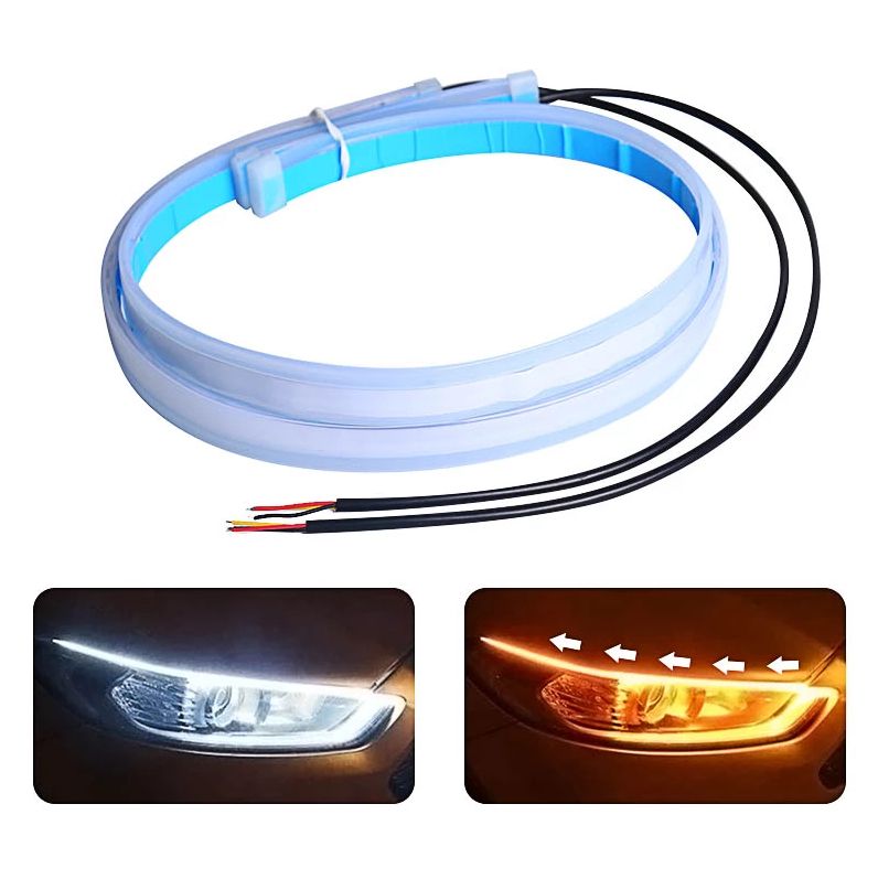 2PC DRL Car Flexible LED Daytime Running Lights Turn Signal