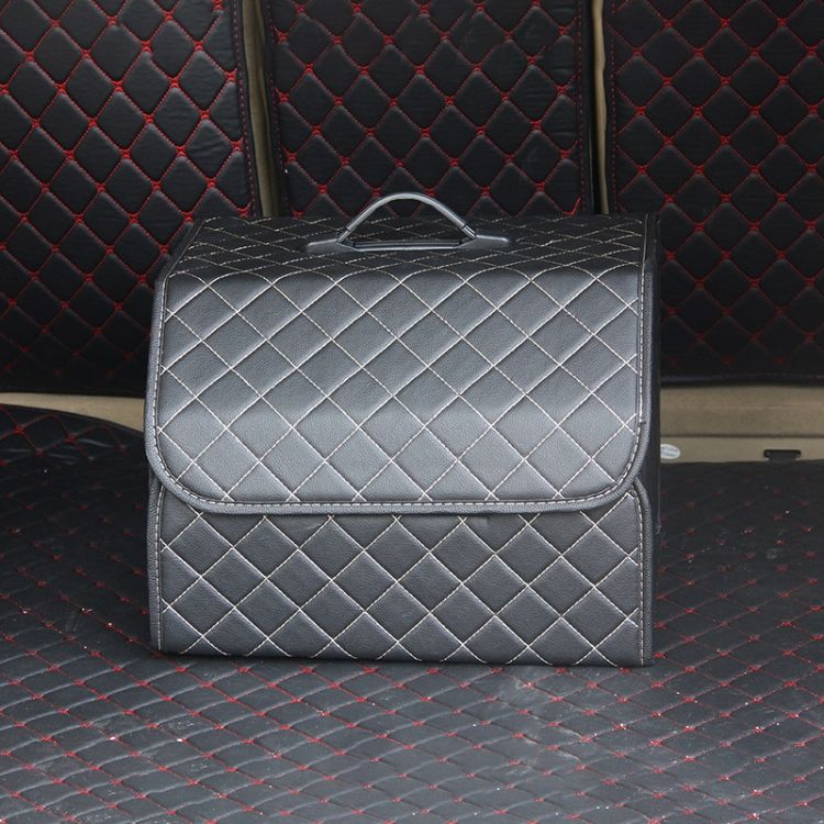 Car Foldable Storage Box, Checkered Middle Size: 40x32x30cm