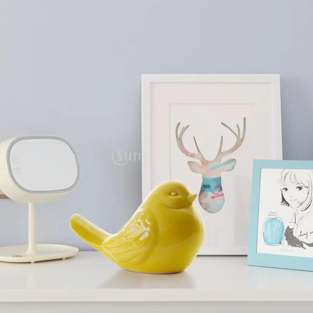 Ceramic Animals Bird Ornament Porcelain Sculptures Statues Figurine Yellow Tabletop Decoration Adornment Accessories