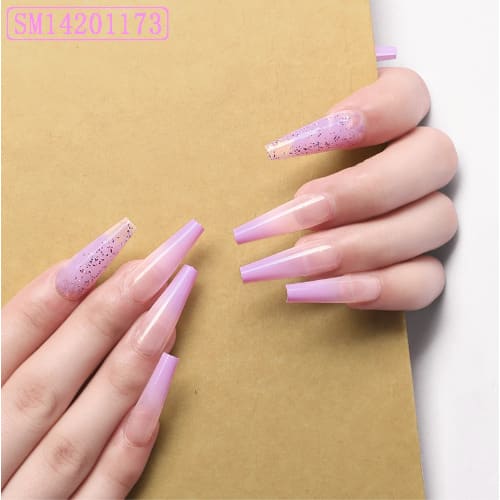 Ballet Coffin Full Cover Long Press-on Nail Tips - Sm14201173 - 24 Pieces