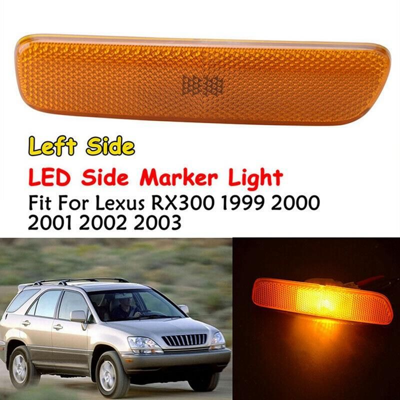 Left Side for LEXUS RX300 1999-2003 IS300 2001-05 Rear Bumper Reflector Yellow LED Side Signal Marker Light 8174048010