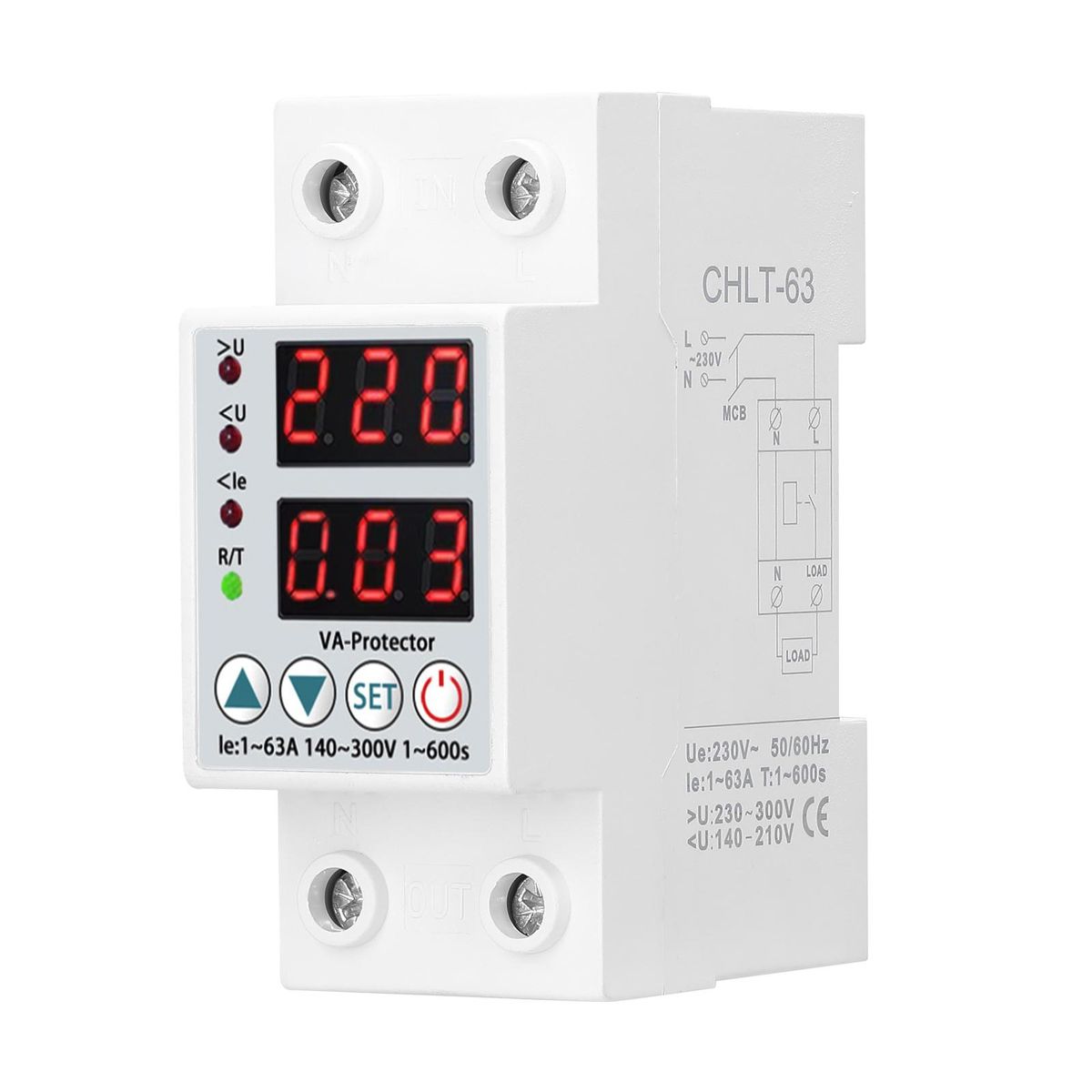 Dual Display Adjustable Voltage Protector Intelligent Over-voltage Under-voltage Over-current Protect Device Home Self-resetting Voltage Protector