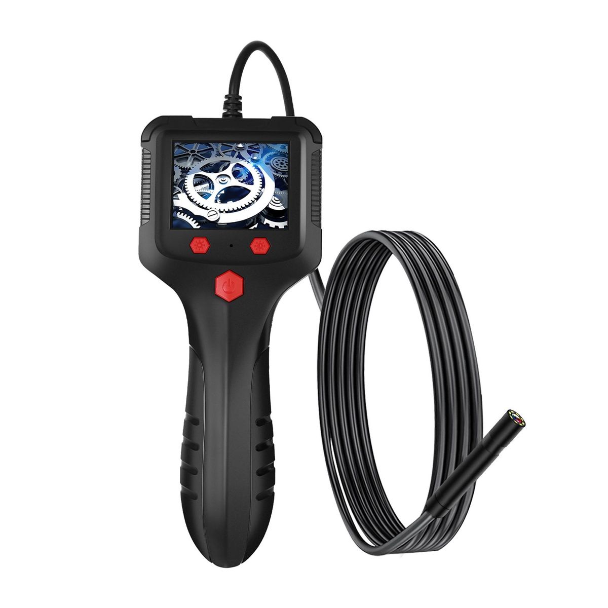 P100 Industrial Endoscope 8mm 1080P Digital Borescope IP67 Waterproof Snake Scope Camera Handheld Inspection Camera With 2.4'' IPS Screen 6 LED-Lights