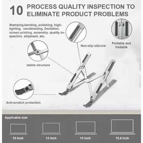Laptop Stand Foldable Aluminum Alloy Laptop Stand - Silver
