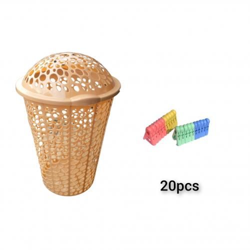 Plastic Laundry Basket Storage Basket With Free Cloth Pegs