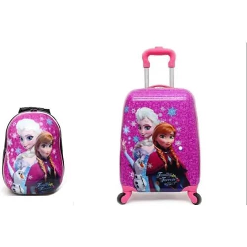 2pcs/ Set Frozen Child School Bag Luggage Suitcase 18"-pink