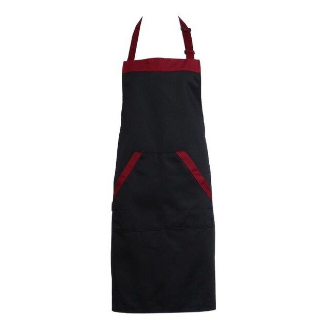 Black Red Uni Chef Cooking Kitchen Catering Halterneck Apron Bib